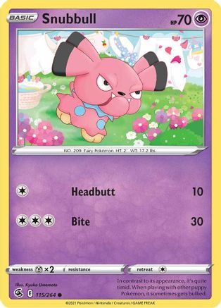 SWSH08 Fusion Strike  115/264 Snubbull  - Reverse Holofoil - Common