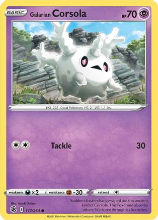 SWSH08 Fusion Strike  117/264 Galarian Corsola  - Reverse Holofoil - Common