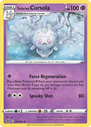 SWSH08 Fusion Strike  118/264 Galarian Cursola  - Rare