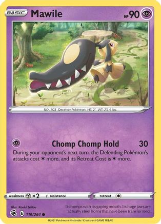 SWSH08 Fusion Strike  119/264 Mawile  - Reverse Holofoil - Common