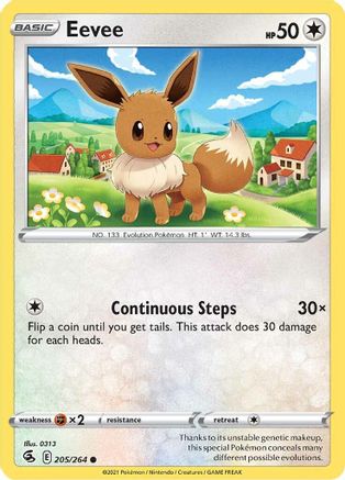 SWSH08 Fusion Strike  205/264 Eevee  - Common