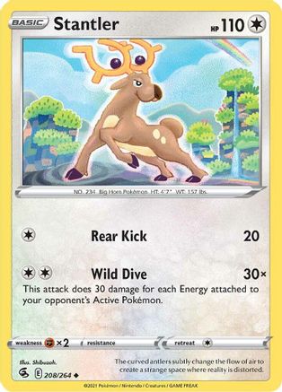 SWSH08 Fusion Strike  208/264 Stantler  - Reverse Holofoil - Uncommon