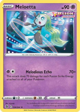 SWSH08 Fusion Strike  124/264 Meloetta  - Reverse Holofoil - Rare