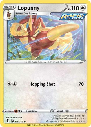 SWSH08 Fusion Strike  213/264 Lopunny  - Uncommon