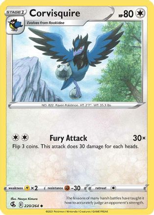 SWSH08 Fusion Strike  220/264 Corvisquire  - Uncommon