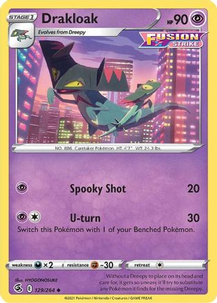 SWSH08 Fusion Strike  129/264 Drakloak  - Reverse Holofoil - Uncommon