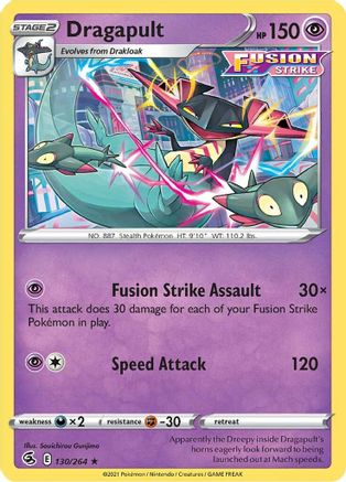SWSH08 Fusion Strike  130/264 Dragapult  - Reverse Holofoil - Holo Rare
