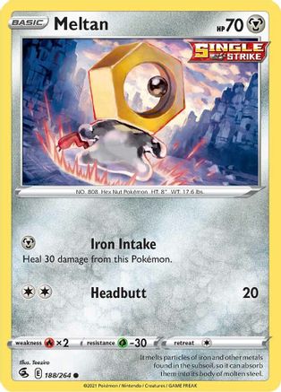 SWSH08 Fusion Strike  188/264 Meltan  - Reverse Holofoil - Common