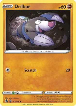 SWSH08 Fusion Strike  147/264 Drilbur  - Common