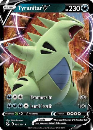 SWSH08 Fusion Strike  158/264 Tyranitar V  - Holofoil - Ultra Rare