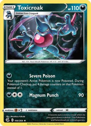 SWSH08 Fusion Strike  166/264 Toxicroak  - Reverse Holofoil - Rare