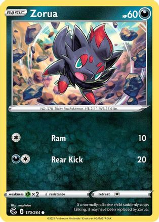 SWSH08 Fusion Strike  170/264 Zorua  - Reverse Holofoil - Common