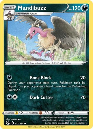 SWSH08 Fusion Strike  173/264 Mandibuzz  - Uncommon