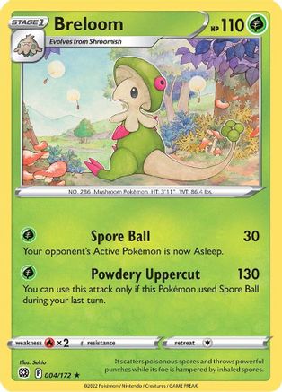 SWSH09 Brilliant Stars  004/172 Breloom  - Reverse Holofoil - Rare