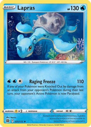 SWSH09 Brilliant Stars  031/172 Lapras  - Reverse Holofoil - Rare