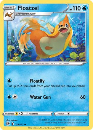 SWSH09 Brilliant Stars  039/172 Floatzel  - Reverse Holofoil - Uncommon