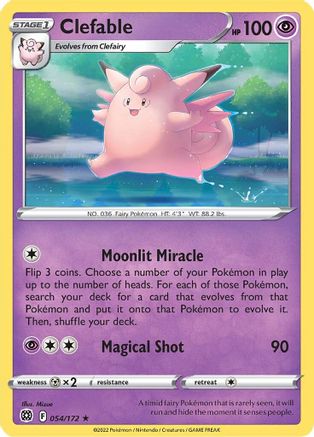SWSH09 Brilliant Stars  054/172 Clefable  - Rare