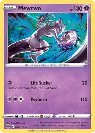SWSH09 Brilliant Stars  056/172 Mewtwo  - Reverse Holofoil - Rare