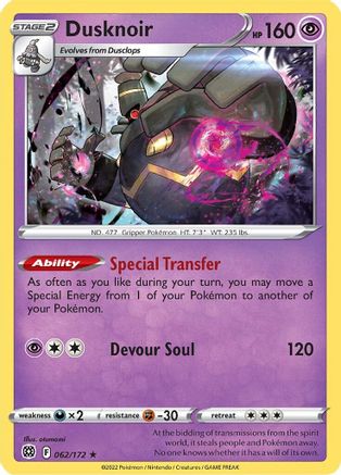 SWSH09 Brilliant Stars  062/172 Dusknoir  - Holofoil - Holo Rare