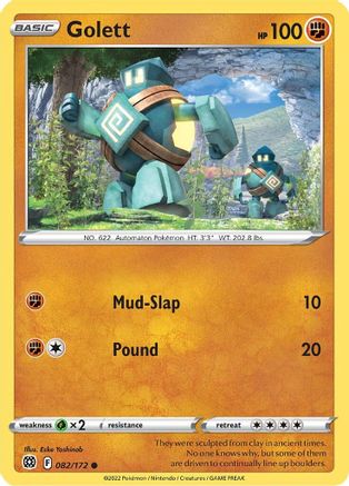 SWSH09 Brilliant Stars  082/172 Golett  - Reverse Holofoil - Common