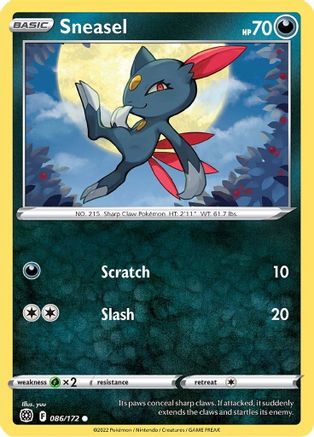 SWSH09 Brilliant Stars  086/172 Sneasel  - Reverse Holofoil - Common