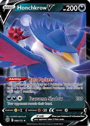 SWSH09 Brilliant Stars  088/172 Honchkrow V  - Holofoil - Ultra Rare