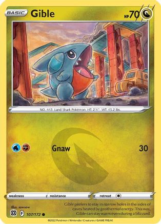 SWSH09 Brilliant Stars  107/172 Gible  - Reverse Holofoil - Common