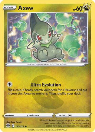 SWSH09 Brilliant Stars  110/172 Axew  - Reverse Holofoil - Common