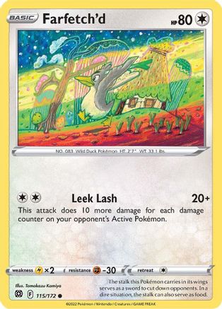 SWSH09 Brilliant Stars  115/172 Farfetch'd  - Reverse Holofoil - Common