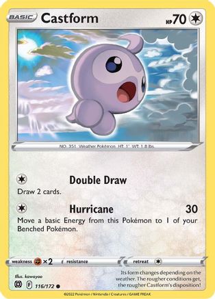 SWSH09 Brilliant Stars  116/172 Castform  - Reverse Holofoil - Common
