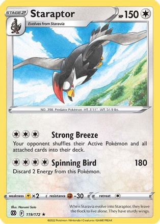 SWSH09 Brilliant Stars  119/172 Staraptor  - Reverse Holofoil - Rare