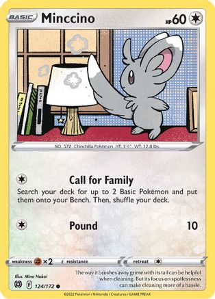 SWSH09 Brilliant Stars  124/172 Minccino  - Reverse Holofoil - Common