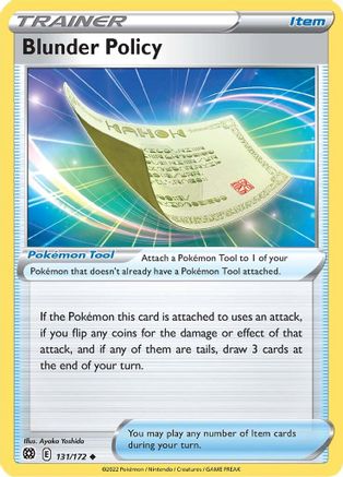 SWSH09 Brilliant Stars  131/172 Blunder Policy  - Reverse Holofoil - Uncommon