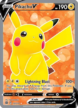 SWSH09 Brilliant Stars  157/172 Pikachu V (Full Art)  - Holofoil - Ultra Rare