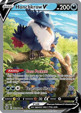 SWSH09 Brilliant Stars  162/172 Honchkrow V (Alternate Full Art)  - Holofoil - Ultra Rare