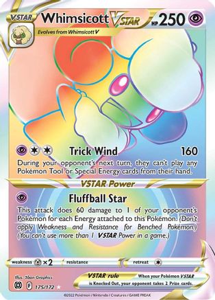 SWSH09 Brilliant Stars  175/172 Whimsicott VSTAR (Secret)  - Holofoil - Secret Rare