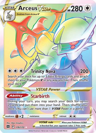 SWSH09 Brilliant Stars  176/172 Arceus VSTAR (Secret) (176)  - Holofoil - Secret Rare