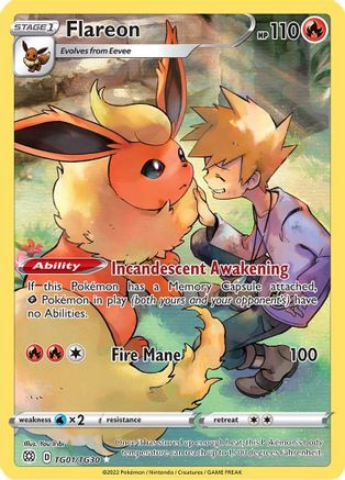 SWSH09 Brilliant Stars Trainer Gallery  TG01/TG30 Flareon  - Holofoil - Ultra Rare