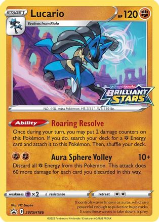 SWSH Sword & Shield Promo Cards  SWSH186 Lucario  - Holofoil - Promo