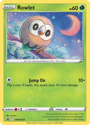 SWSH Sword & Shield Promo Cards  SWSH220 Rowlet  - Holofoil - Promo