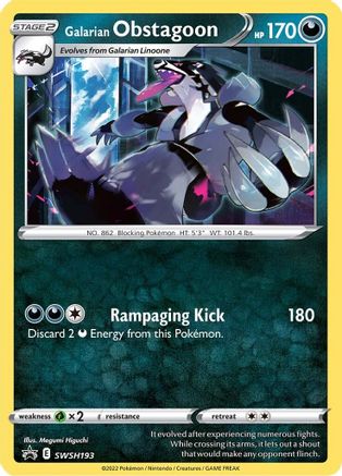 SWSH Sword & Shield Promo Cards  SWSH193 Galarian Obstagoon  - Promo