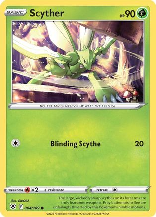 SWSH10 Astral Radiance  004/189 Scyther (004)  - Reverse Holofoil - Common