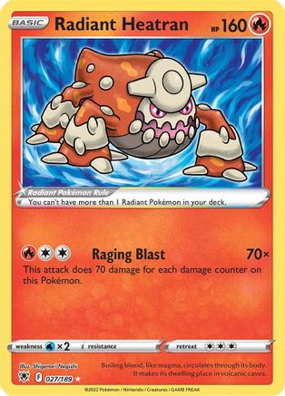 SWSH10 Astral Radiance  027/189 Radiant Heatran  - Holofoil - Radiant Rare