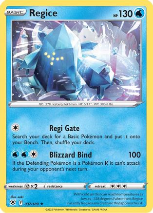 SWSH10 Astral Radiance  037/189 Regice  - Reverse Holofoil - Rare