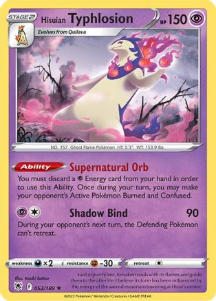 SWSH10 Astral Radiance  052/189 Hisuian Typhlosion  - Reverse Holofoil - Holo Rare