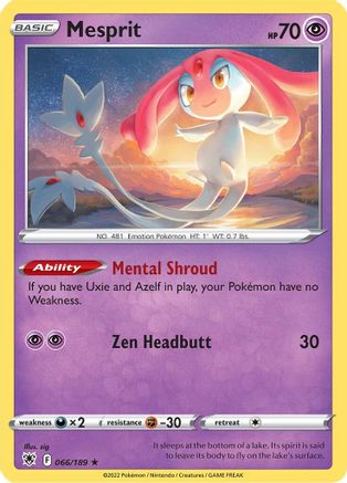 SWSH10 Astral Radiance  066/189 Mesprit  - Reverse Holofoil - Holo Rare