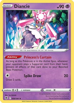 SWSH10 Astral Radiance  068/189 Diancie  - Holofoil - Holo Rare