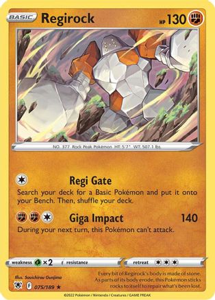 SWSH10 Astral Radiance  075/189 Regirock  - Reverse Holofoil - Rare
