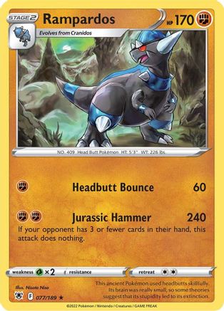 SWSH10 Astral Radiance  077/189 Rampardos  - Reverse Holofoil - Holo Rare