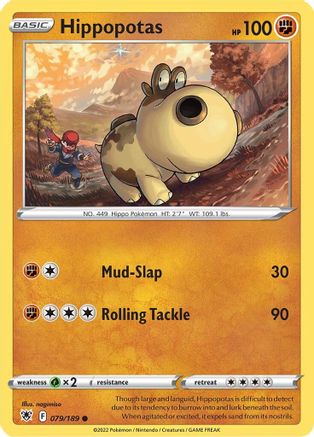 SWSH10 Astral Radiance  079/189 Hippopotas  - Reverse Holofoil - Common